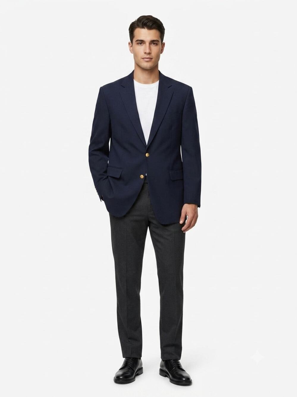 Brooks Brothers 346 Blazer Jacket Mens 44R Blue Wool Notch Lapel Lined Formal